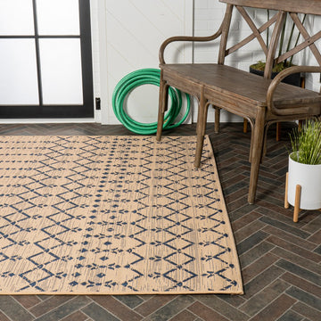 Ourika Moroccan Geometric Textured Weave Indoor/outdoor Area Rug